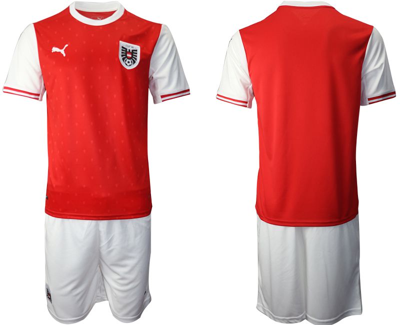 Men 2020-2021 European Cup Austria home red blank Soccer Jersey